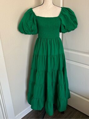 Petal & Pup Emerald Green Puff Sleeve Maxi Dress